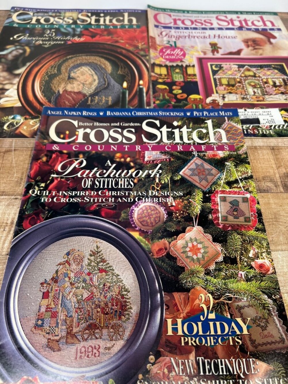 3 Better Homes And Gardens Cross Stitch & Country Crafts Magazines Christmas